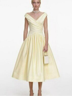 Self-Portrait Yellow Cotton Midi Dress